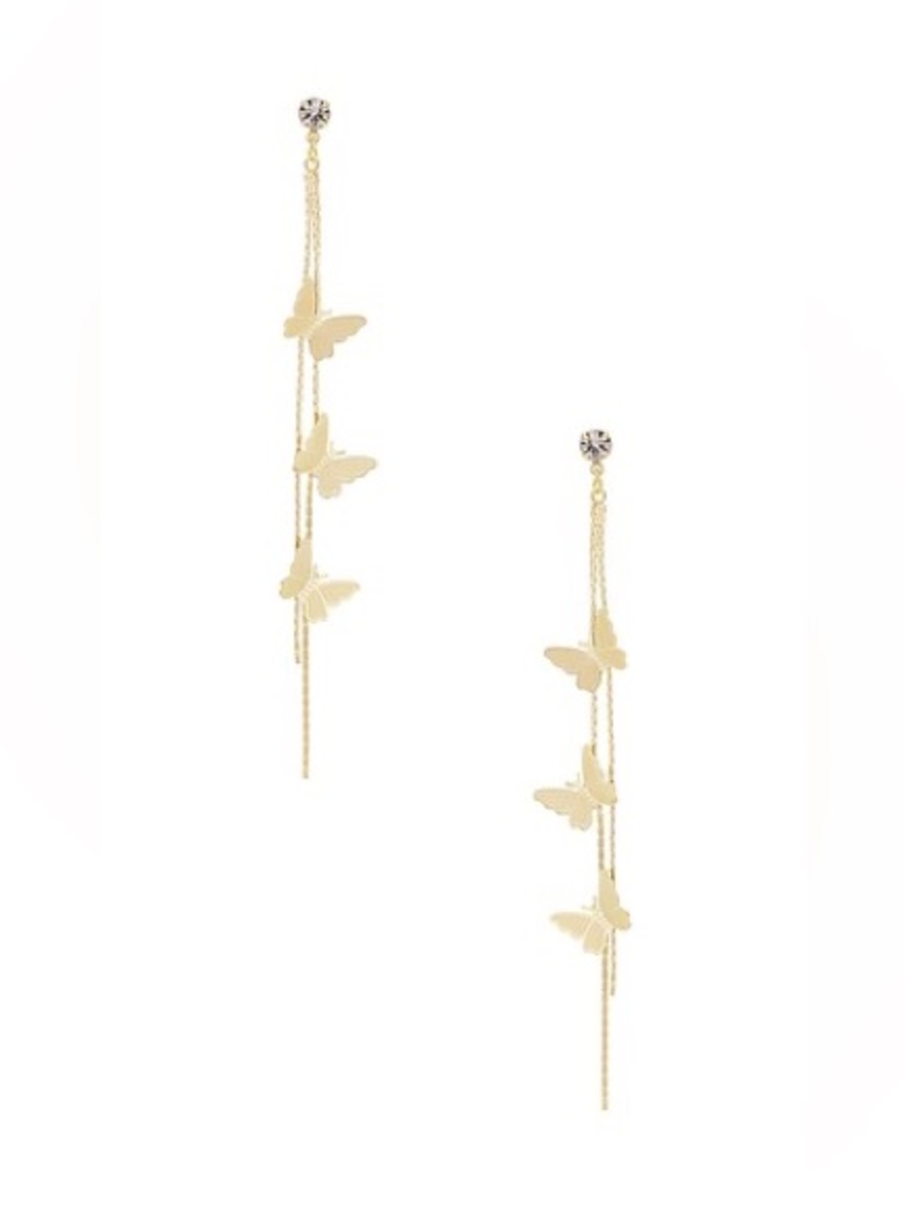 SHASHI Gold Butterfly Threader Earrings